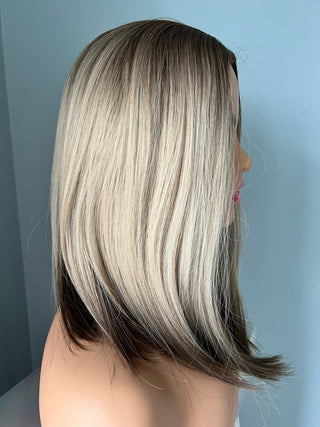 "Jenna" - Short Rooted Blonde Wig with Low Lites