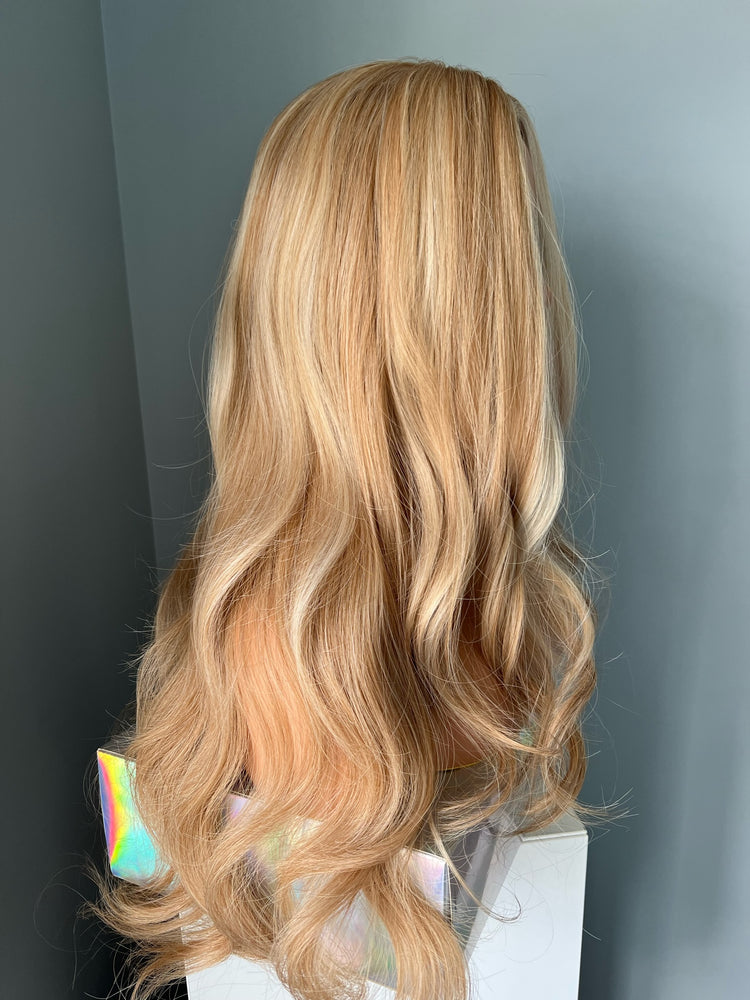 "Madelyn" - Long Golden Blonde Curled Synthetic Wig
