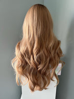 "Margot" - Long Honey Blonde Curled Synthetic Wig