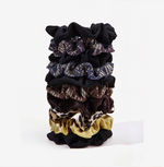 10PC Scrunchie Box Gift Variety Set | Black & Gold Celebration Set