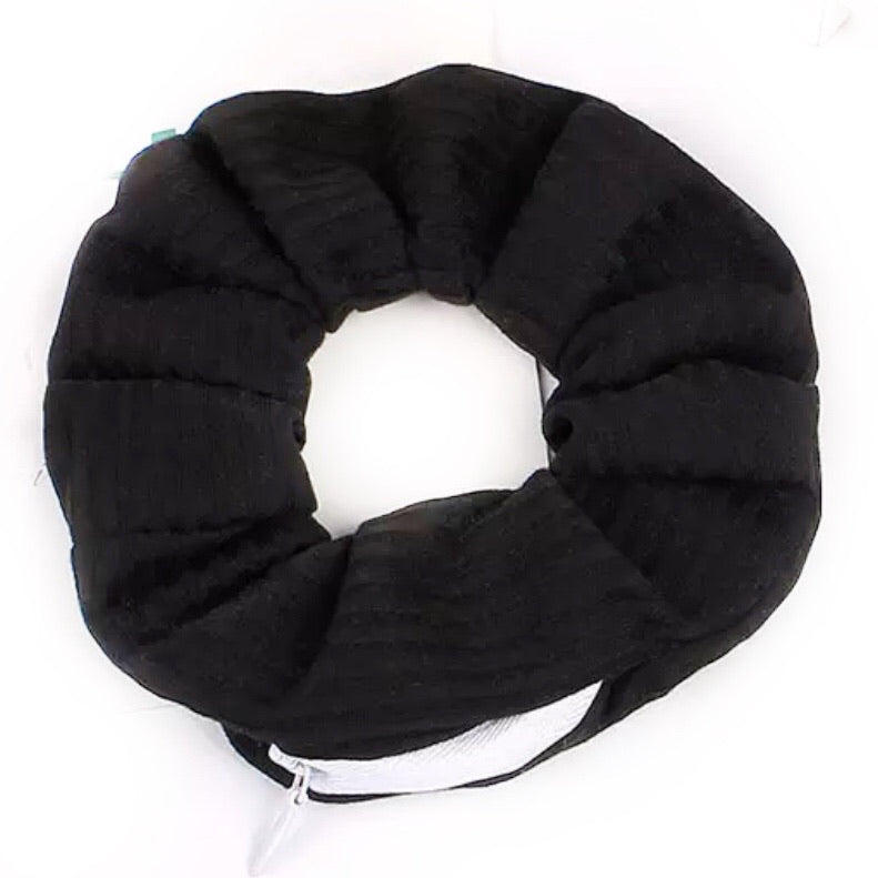 Black Striped Cotton - Secret Zipper Scrunchie