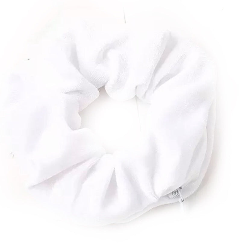 White Velvet - Secret Zipper Scrunchie