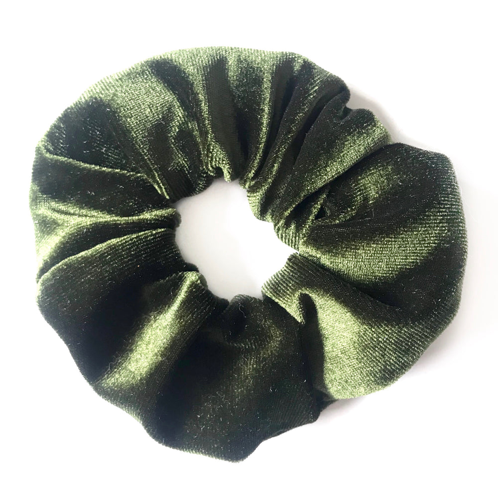 Forest Green Velvet - Secret Zipper Scrunchie