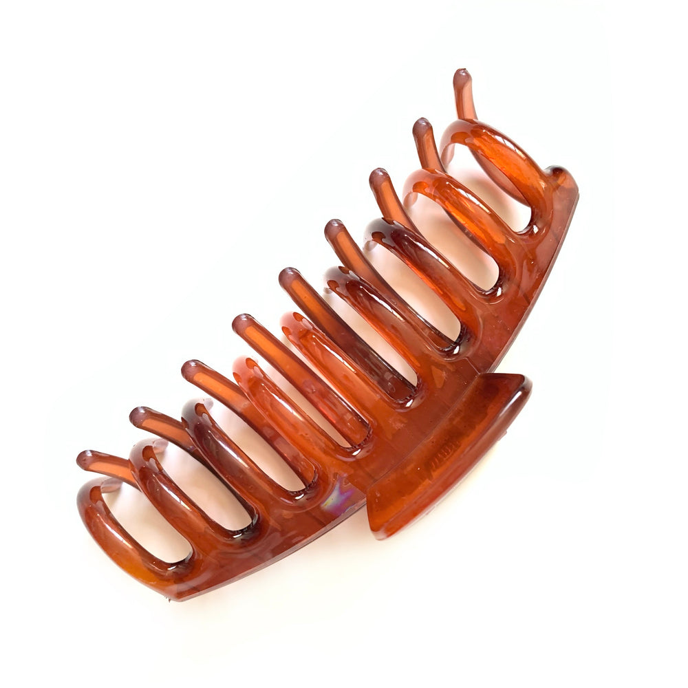 Jumbo Hair Claw Clip - Clear Terracotta Orange