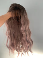 “Rose" - Rooted Light Purple Body Wave Synthetic Wig with Bangs