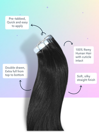 Extensions de cheveux en ruban noir minuit (1) 